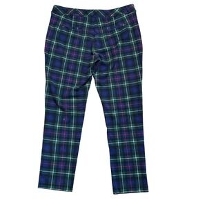 J.MCLAUGHLIN Women's‎ 12 Blue Green Red Tartan Plaid Pants Career Zip Pockets